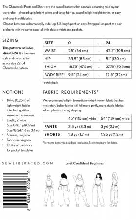 Chanterelle Pants and Shorts Sizes 0-24