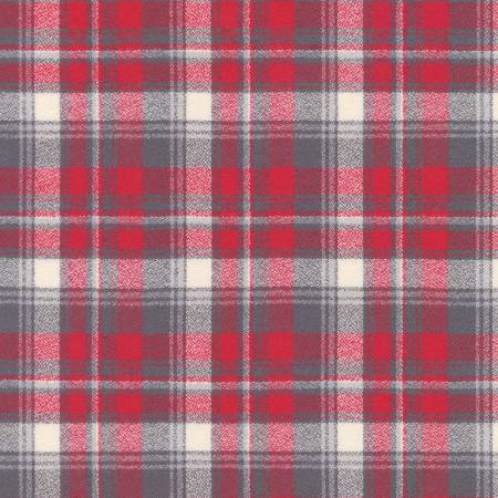 Red and Grey Plaid in Mammoth Flannel Wide - 59"