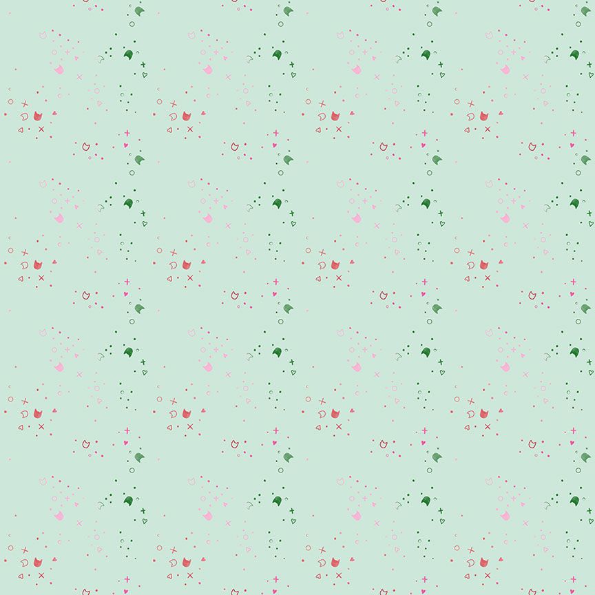 Kitty Litter Blender in Spearmint from Feline Festive by Pammie Jane for Dear Stella Fabrics