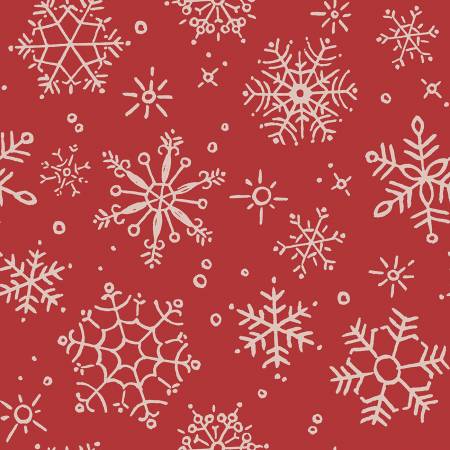 Magical Winterland 108in Wide Snowflake Barn Red