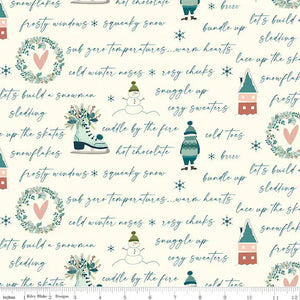 Text in Cream from Arrival of Winter by Sandy Gervais for Riley Blake Designs