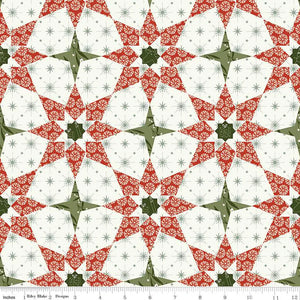 Christmas Is in Town Christmas Stars Cheater Print Cream by Sandy Gervais for Riley Blake Designs