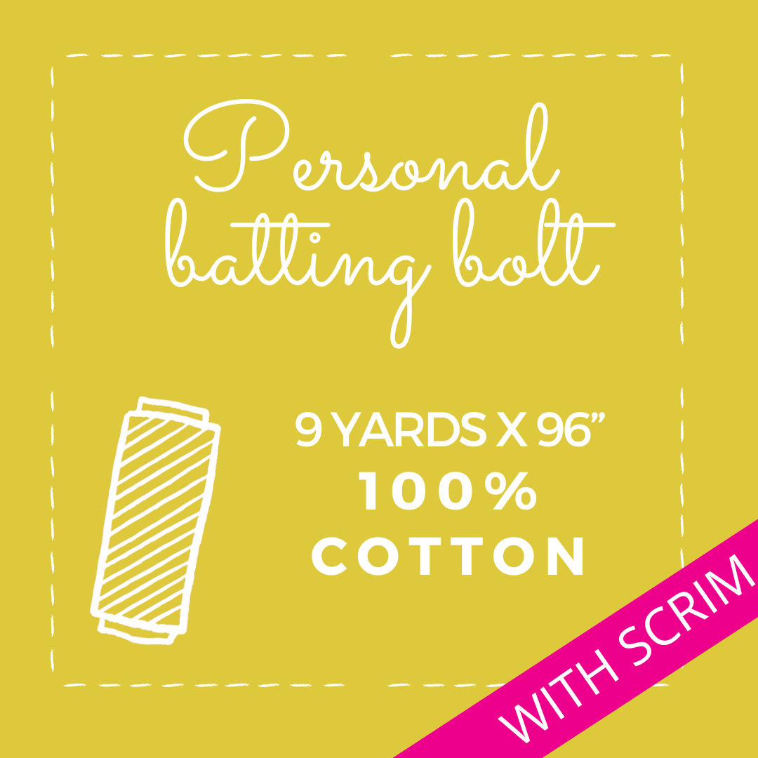 Personal Batting Bolt - 96" x 9 yrd - Natural 100% Cotton with Scrim